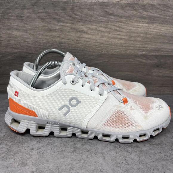 On Cloud X3 Running Shoes Womens Size 8.5 Grey Orange Sneakers
